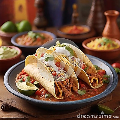 Mexican Food Tacos with fills and meat Stock Photo