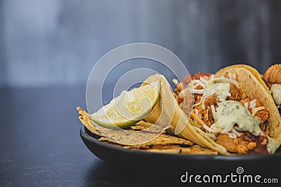 Mexican fresh chicken tacos Stock Photo