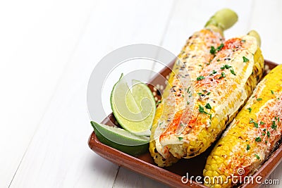 Mexican grilled corn, elote Stock Photo