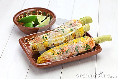 Mexican grilled corn, elote Stock Photo