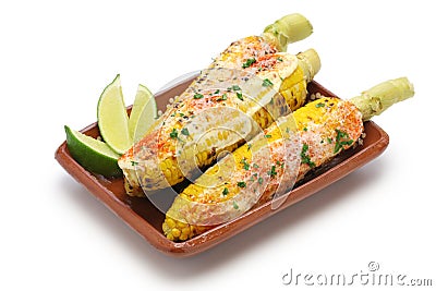 Mexican grilled corn, elote Stock Photo