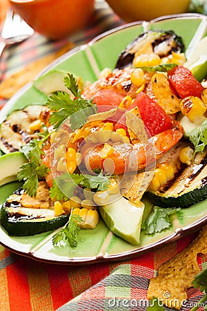 Mexican Grilled Shrimp Salad Stock Photo