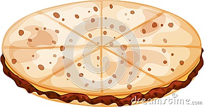 Mexican Ground Beef and Cheese Quesadilla Cartoon Illustration
