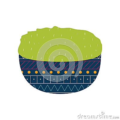 Mexican guacamole bowl flat style icon vector design Vector Illustration