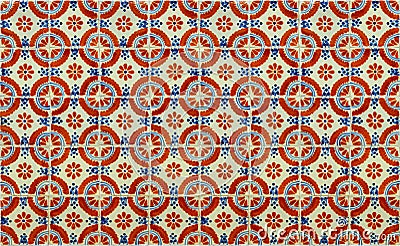 Mexican hand painted hacienda decorative clay tiles, Traditional mexican tiles, Talavera, Star patterns, wall decoration patterns Stock Photo