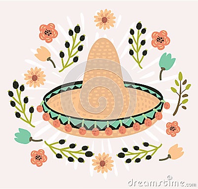 Mexican hat, sombrero, mexican hat isolated, mexican hat vector Vector Illustration