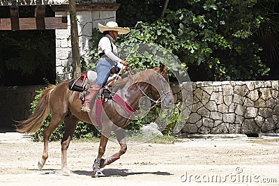 Mexican horse rider, Cancun Editorial Stock Photo