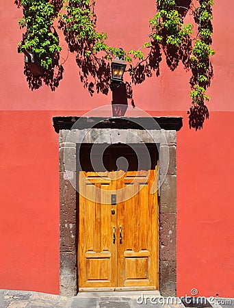 Mexican house Colonial style door Stock Photo