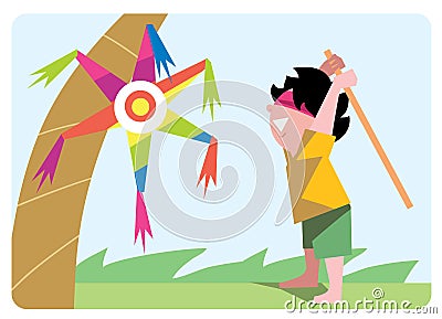 Mexican kids playing. Vector Illustration