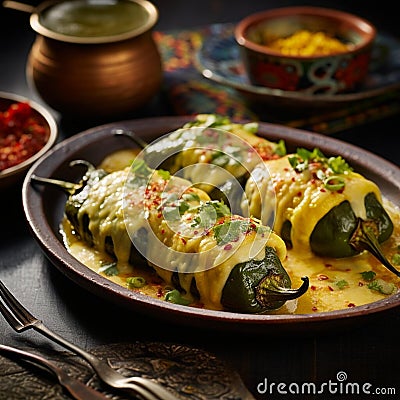 Mexican Magic: Chiles Rellenos Fiesta Stock Photo