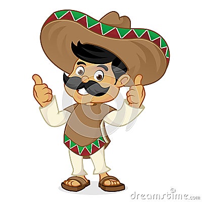 Mexican man cartoon giving thumbs up Stock Photo