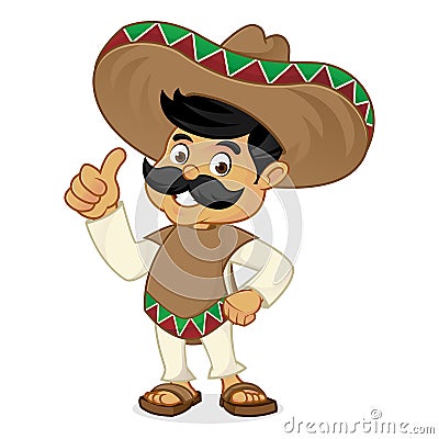 Mexican man cartoon giving thumbs up Stock Photo