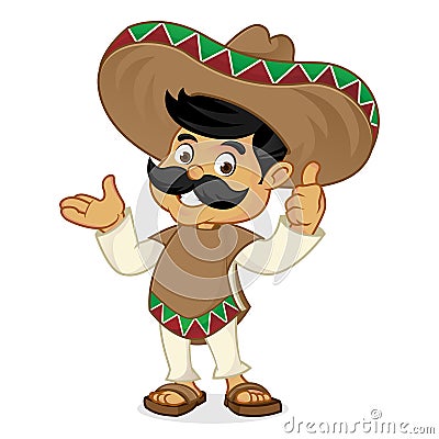 Mexican man cartoon presenting Stock Photo