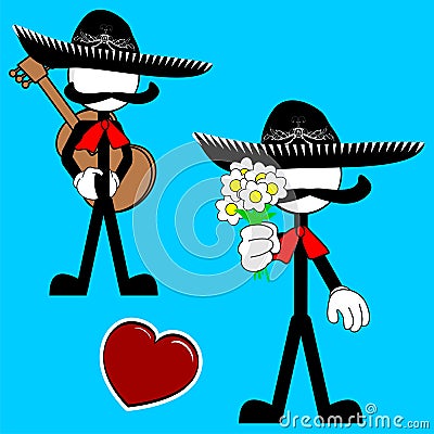 Mexican mariachi pictogram cartoon2 Vector Illustration