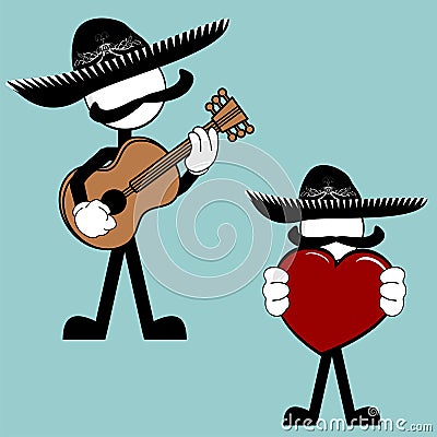 Mexican mariachi pictogram cartoon3 Vector Illustration