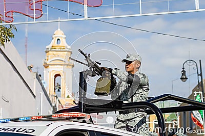 Mexican military parade in the streets of Puebla Editorial Stock Photo