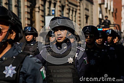 Mexican military parade in the streets of Puebla Editorial Stock Photo