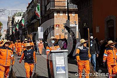 Mexican military parade in the streets of Puebla Editorial Stock Photo