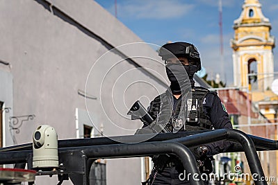 Mexican military parade in the streets of Puebla Editorial Stock Photo