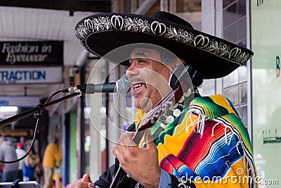 Mexican Musician Busking on the Street Editorial Stock Photo
