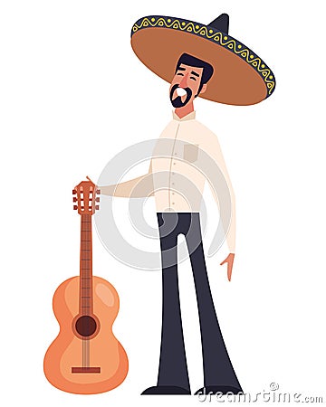 mexican musician man Vector Illustration