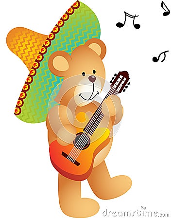 Mexican Musician Teddy Bear Vector Illustration