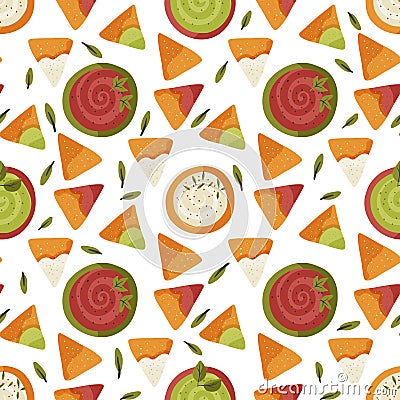 Mexican nacho seamless pattern. Vector Illustration
