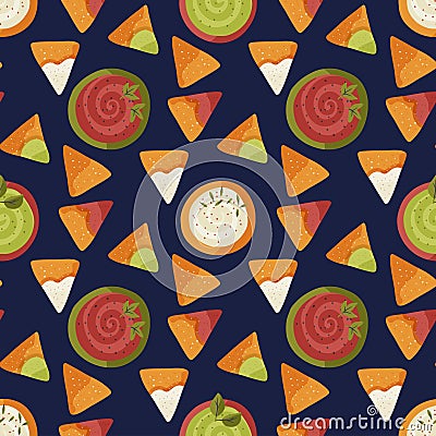 Mexican nacho seamless pattern. Vector Illustration