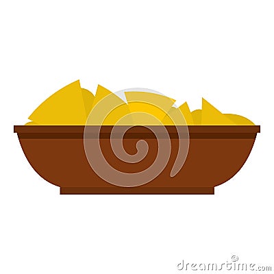 Mexican nachos in brown bowl icon isolated Vector Illustration