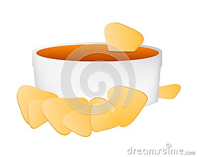 Mexican nachos and dipping sauce Vector Illustration