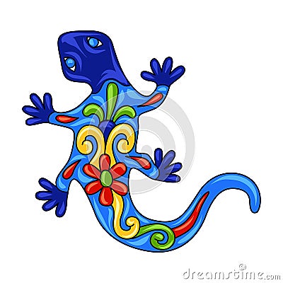 Mexican ornamental lizard. Vector Illustration