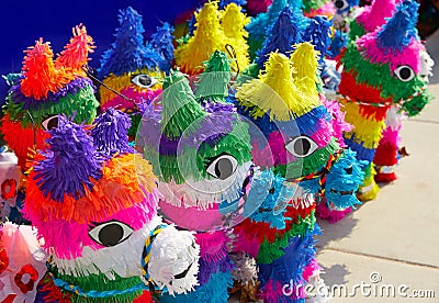 Mexican party pinatas tissue colorful paper Stock Photo