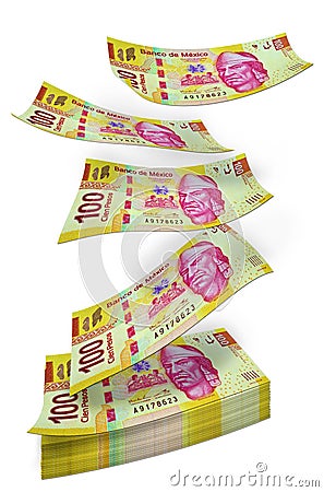 Mexican Peso money pile Stock Photo