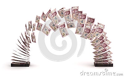 Mexican Pesos Transfer Stock Photo