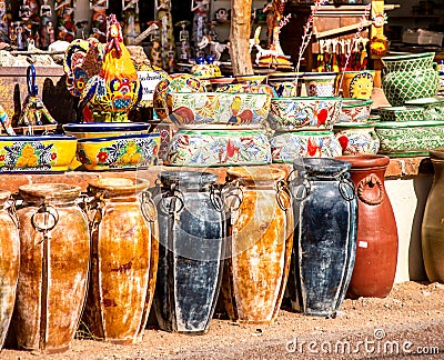 Mexican Pottery Shop Stock Photo