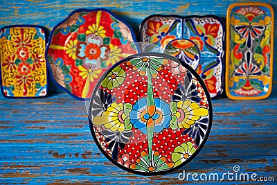 Mexican pottery Talavera style of Mexico Stock Photo