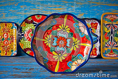 Mexican pottery Talavera style of Mexico Stock Photo