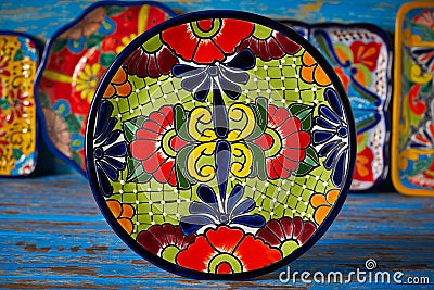 Mexican pottery Talavera style of Mexico Stock Photo