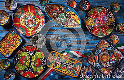 Mexican pottery Talavera style of Mexico Stock Photo