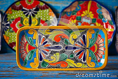 Mexican pottery Talavera style of Mexico Stock Photo