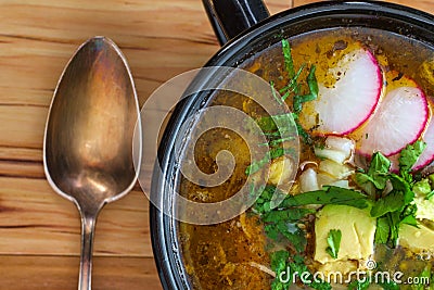 Mexican Pozole Soup Stock Photo