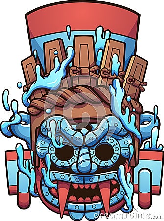 Mexican prehispanic Tlaloc Aztec god water vesse Vector Illustration