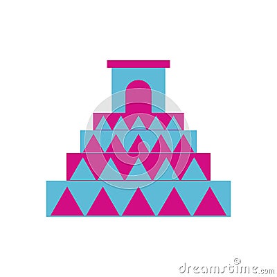 Mexican pyramid culture flat style icon Vector Illustration