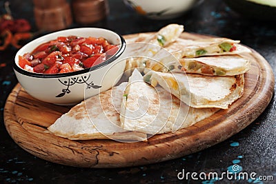 Mexican quesadillas with home made salsa Stock Photo