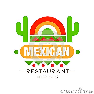 Mexican restaurant logo design, authentic traditional continental food label can be used for cafe, bar, restaurant, menu Vector Illustration