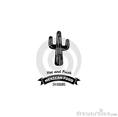 Mexican restaurant vector icon template of cactus. Vector Illustration