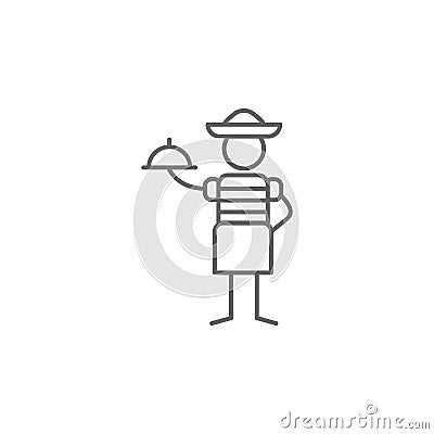 Mexican restaurant, waitress icon. Element of restaurant icon. Thin line icon for website design and development, app development Stock Photo