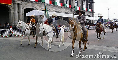 Mexican riders at the independence parade Editorial Stock Photo