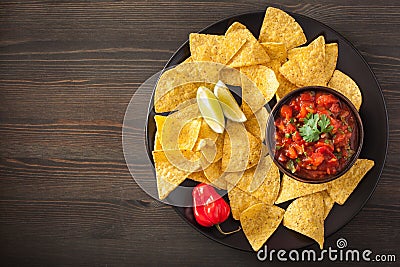 Mexican salsa dip and nachos tortilla chips Stock Photo