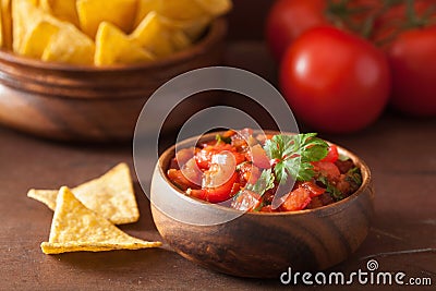 Mexican salsa dip and nachos tortilla chips Stock Photo